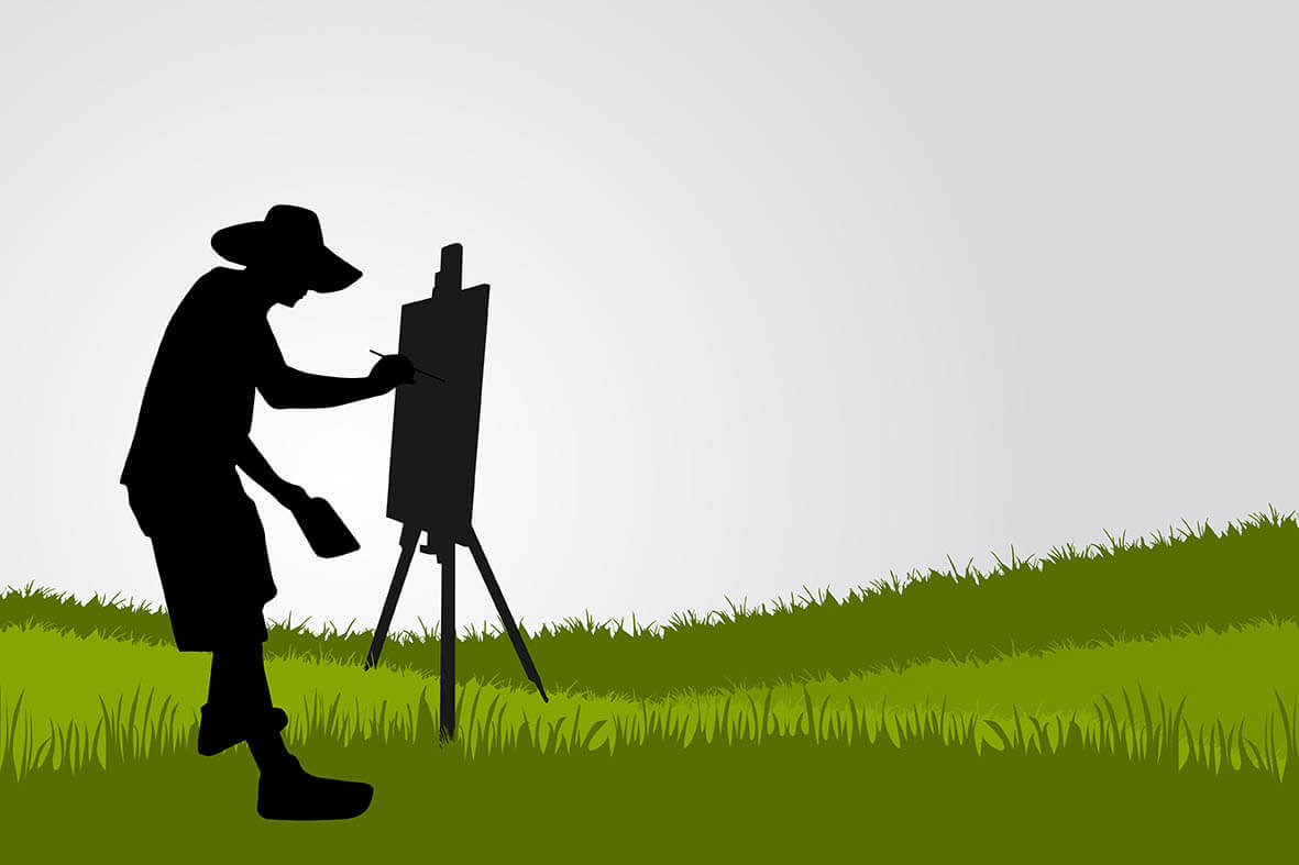 A silhouette of painter painting outside - Brush Cleaner for Painters and Other Painting Tips from The Brush Butler